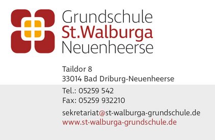 St. Walburga Grundschule - Visitenkarte Vorderseite