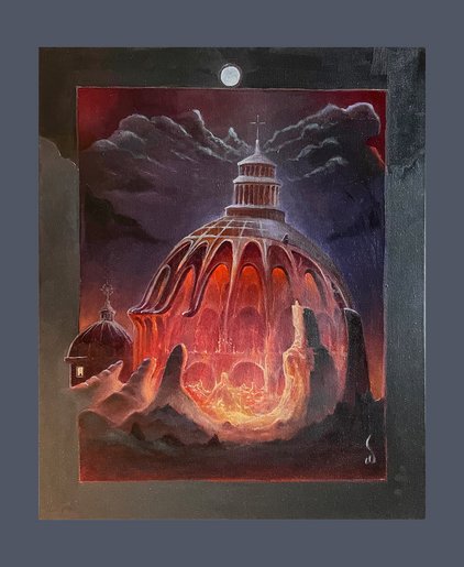 Burning Dome- 70 x 50 cm | Acryl und Öl auf Leinwand | 2015
